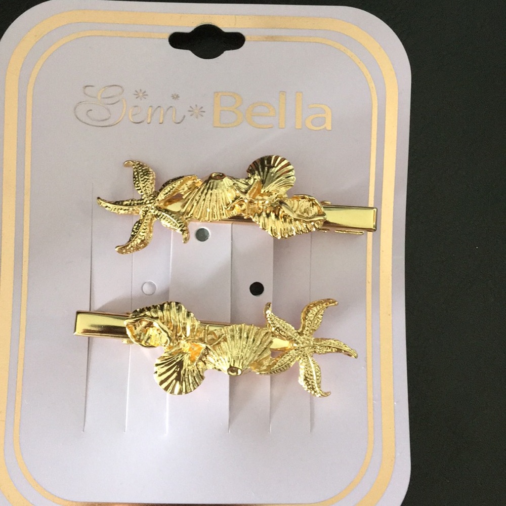 2 New Sea Shell Gold Hair Clips
